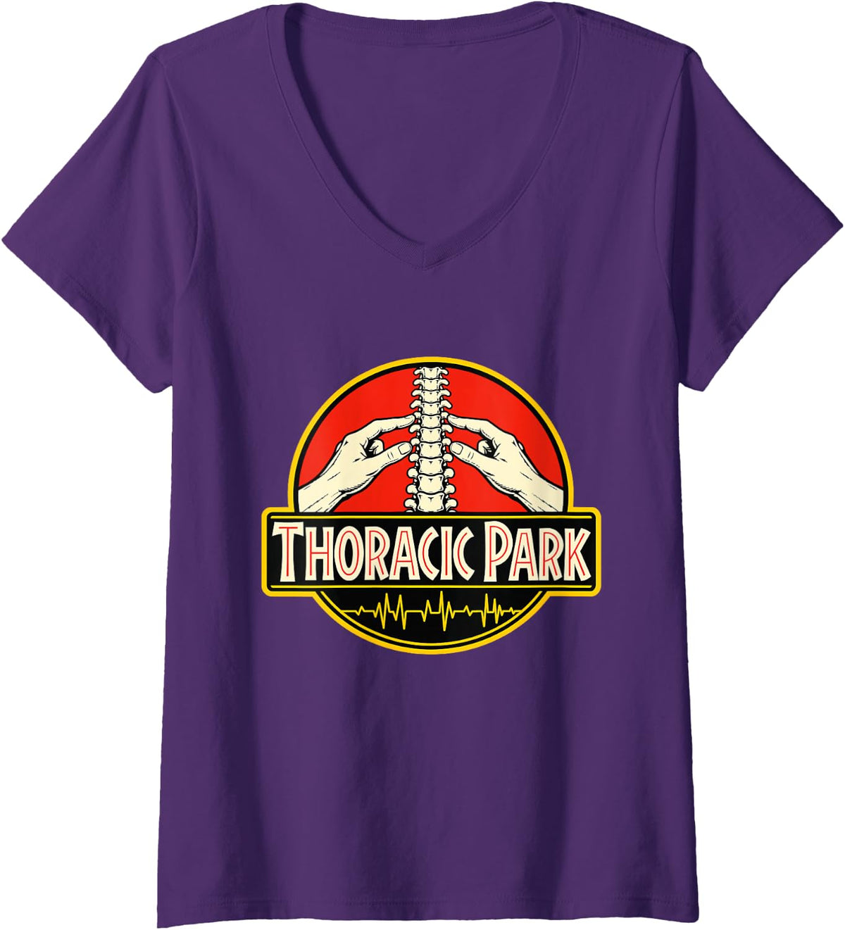Women's Thoracic Park - Chiropractor Humor Chiro Student V-Neck T-Shirt - Purple