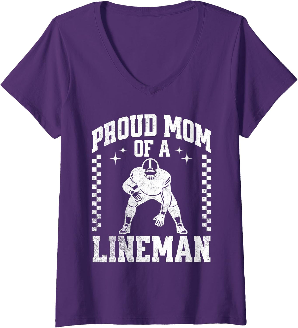 Women's Proud Mom of A Lineman - Football Lineman Mom V-Neck T-Shirt - Purple