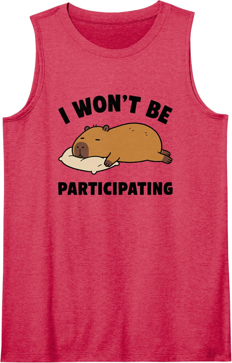 I Won't Be Participating Funny Sleeping Introvert Capybara Sleeveless Tank Top - Red