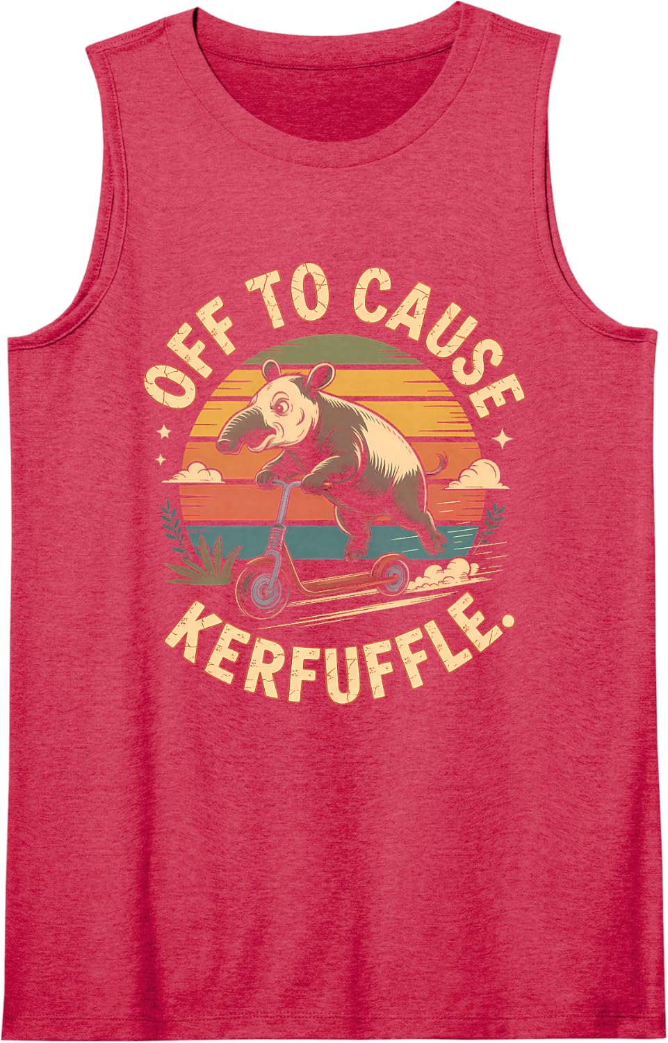 Women's Off to Cause Xeruffle Capybara Scooter Animal Sleeveless Tank Top - Red