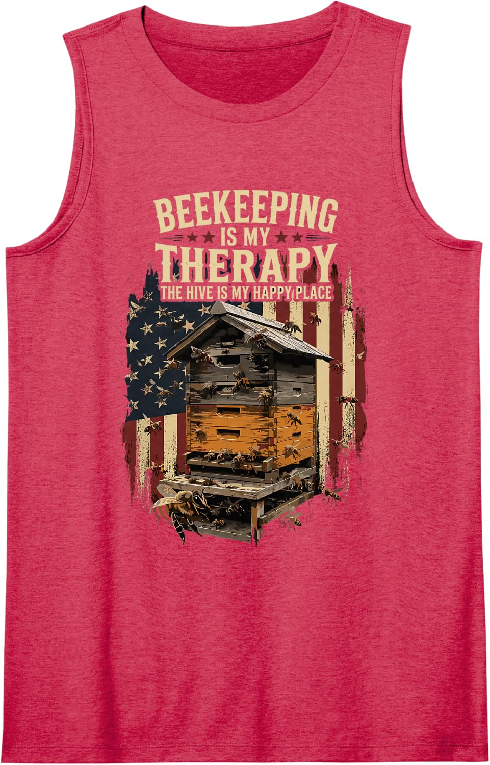 USA Beekeeping American Flag Bees Beekeeper Sleeveless Tank Top - Red