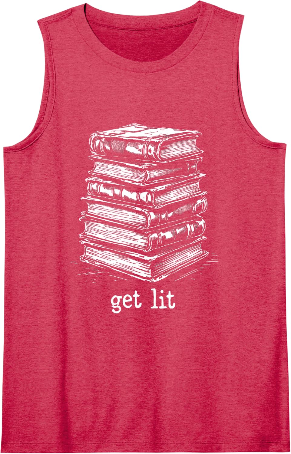 Quirky Book Nerd Get Lit Humor Bookworm Classic Distressed Sleeveless Tank Top - Red