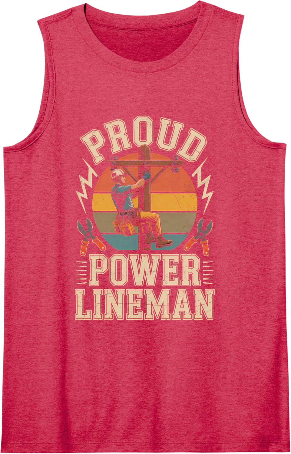 Women's Proud Power Lineman Electrician Utility Worker Sleeveless Tank Top - Red