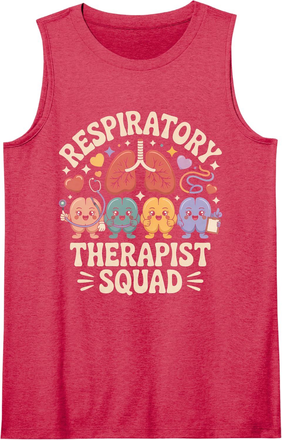 Women's Respiratory Therapist Squad Lung Care Medical Team Sleeveless Tank Top - Red