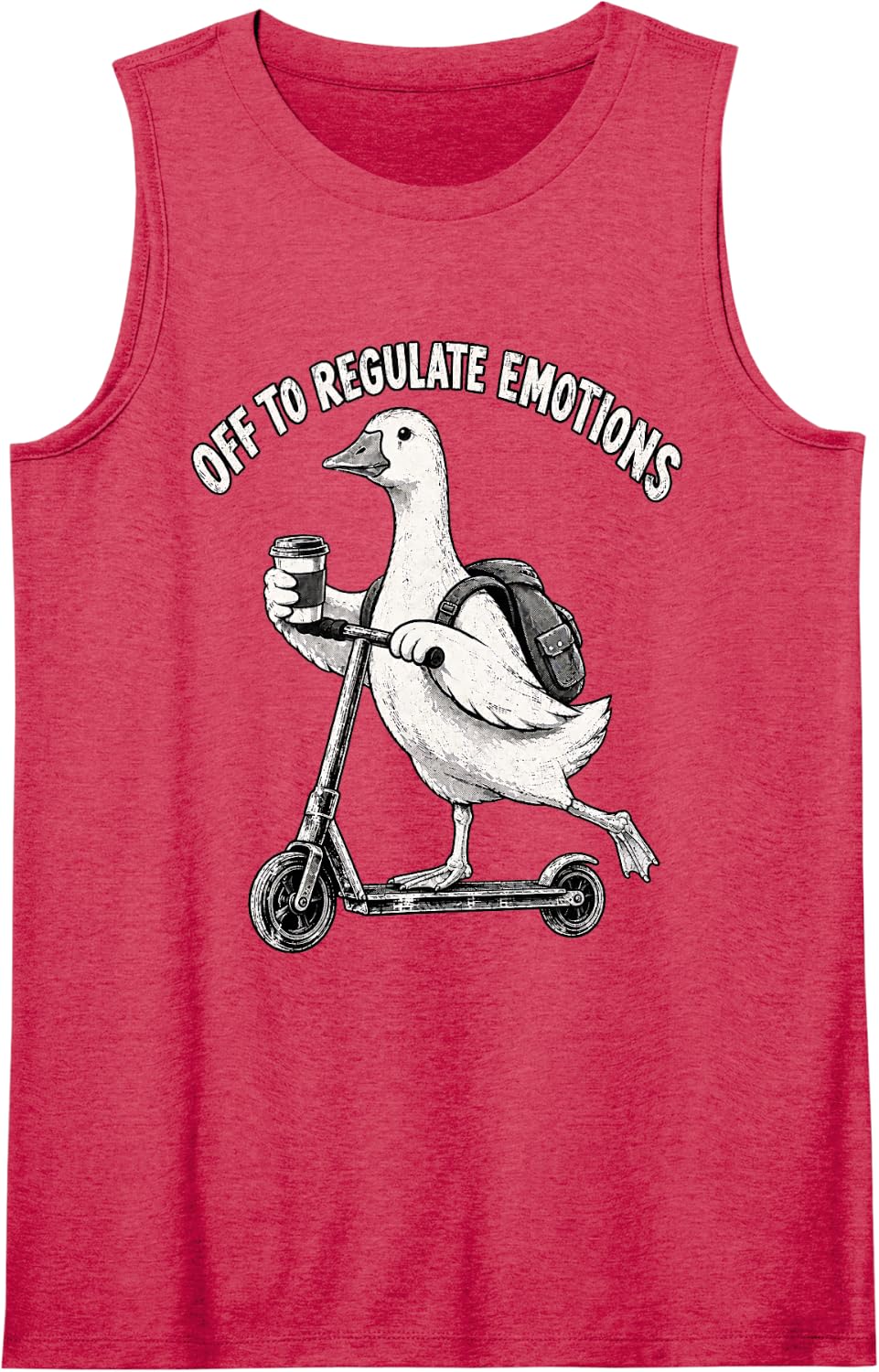 Goose Scooter Emotion Regulation Mental Health Humor Sleeveless Tank Top - Red
