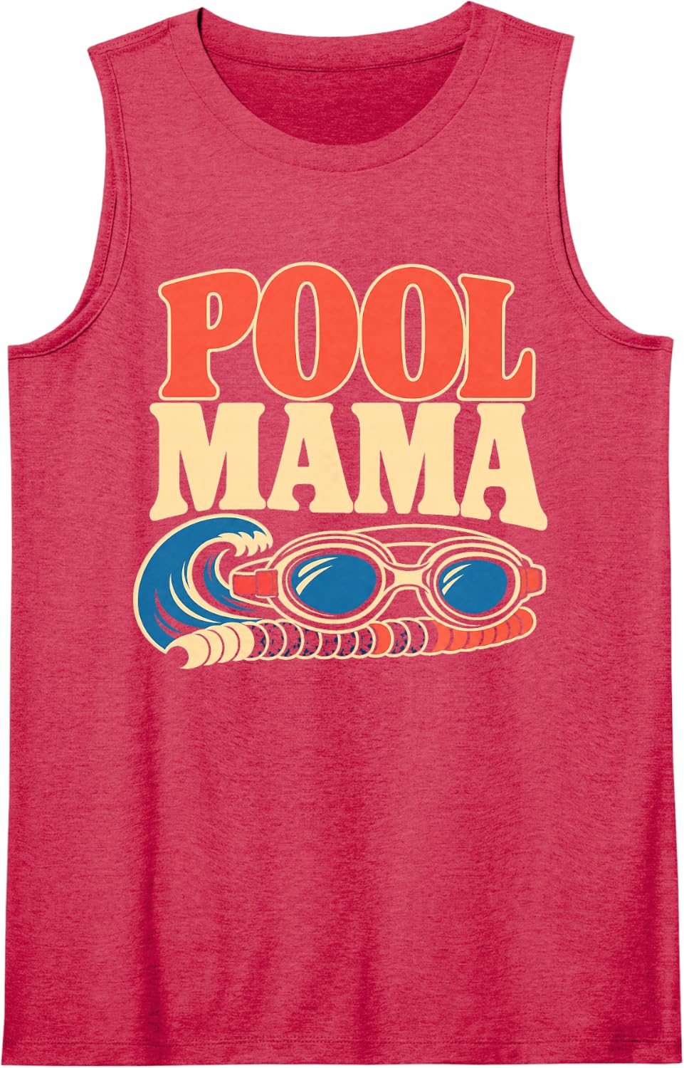Pool Mama Swimming Ocean Sleeveless Tank Top - Red