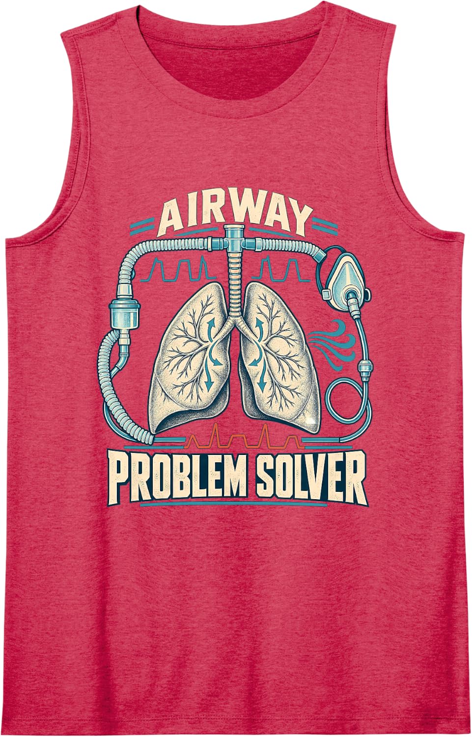 Airway Problem Solver Respiratory Therapist Lungs Sleeveless Tank Top - Red