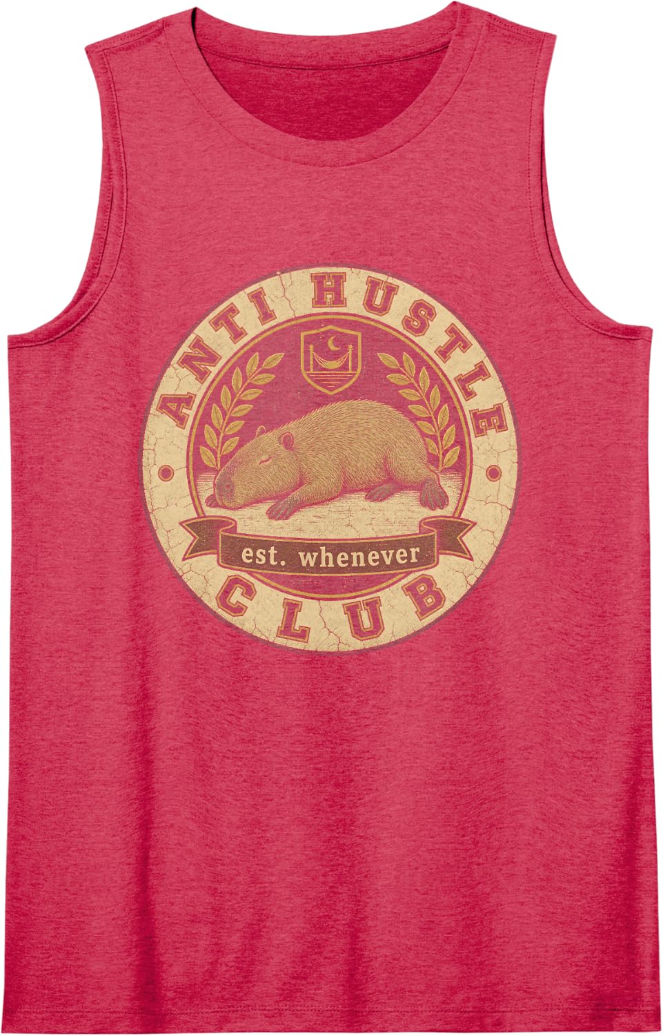 Anti Hustle Club Capybara Lazy Funny Sleeveless Tank Top - Red