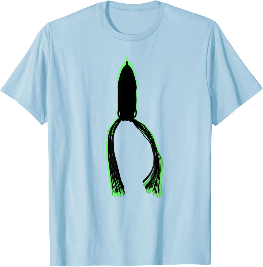 Bass Fishing Gifts, Topwater Frog Lure Apparel By Black Fly T-Shirt - Baby Blue