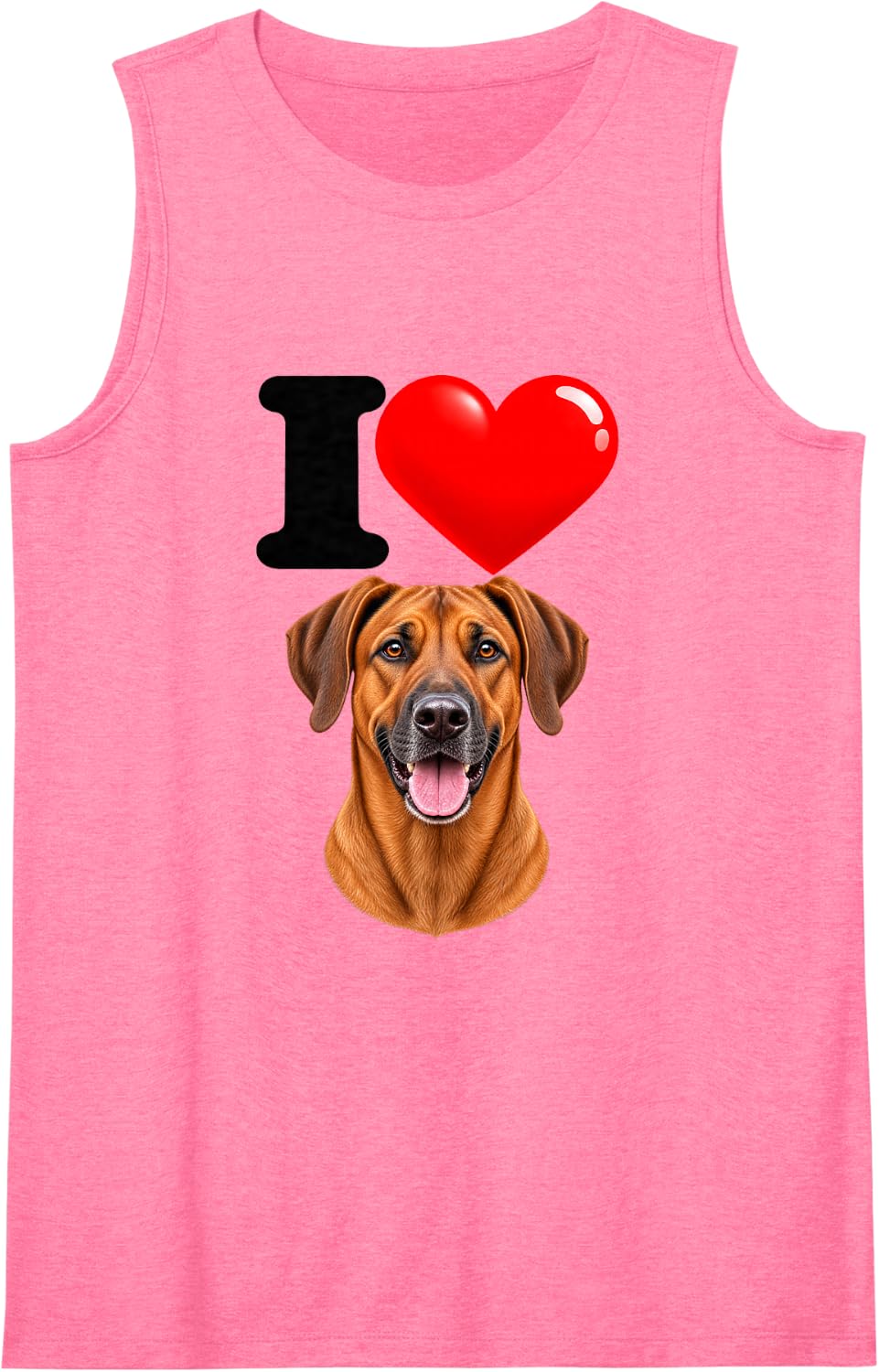 I Love Rhodesian Ridgeback Cute Dog Mom Dad Sleeveless Tank Top - Pink