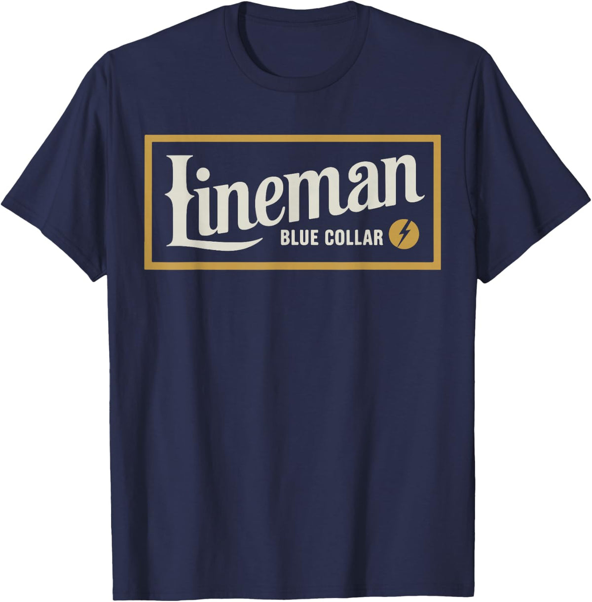 Vintage Lineman Blue Collar Retro Gift for Men Women Kid T-Shirt - Navy Blue
