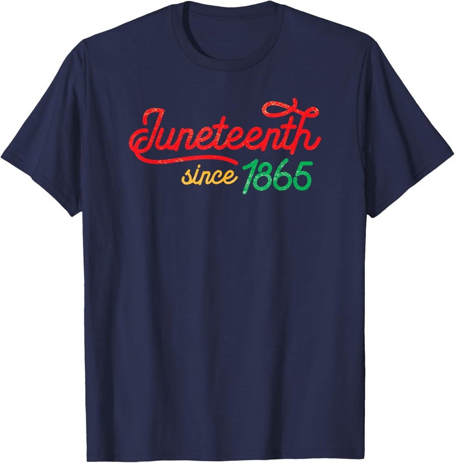 Juneteenth Freedom Independence Since 1865 Black History T-Shirt - Navy Blue