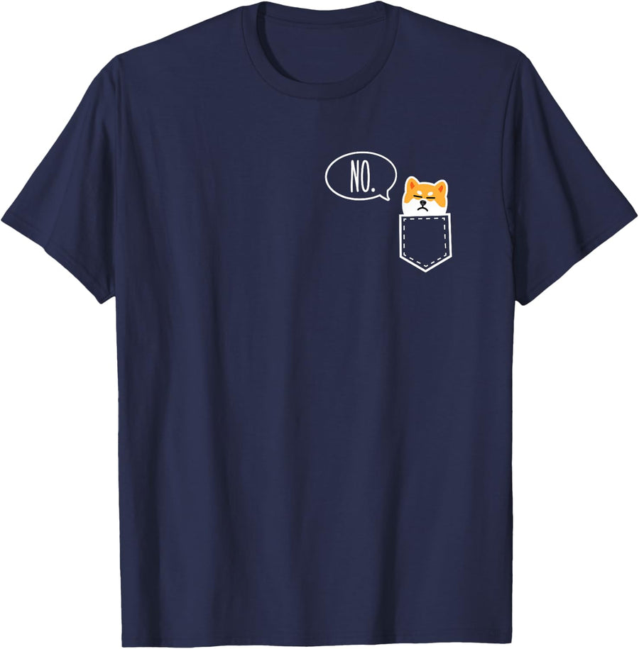 Shiba Inu T-Shirt No, Cute Bag T-Shirt - Navy Blue