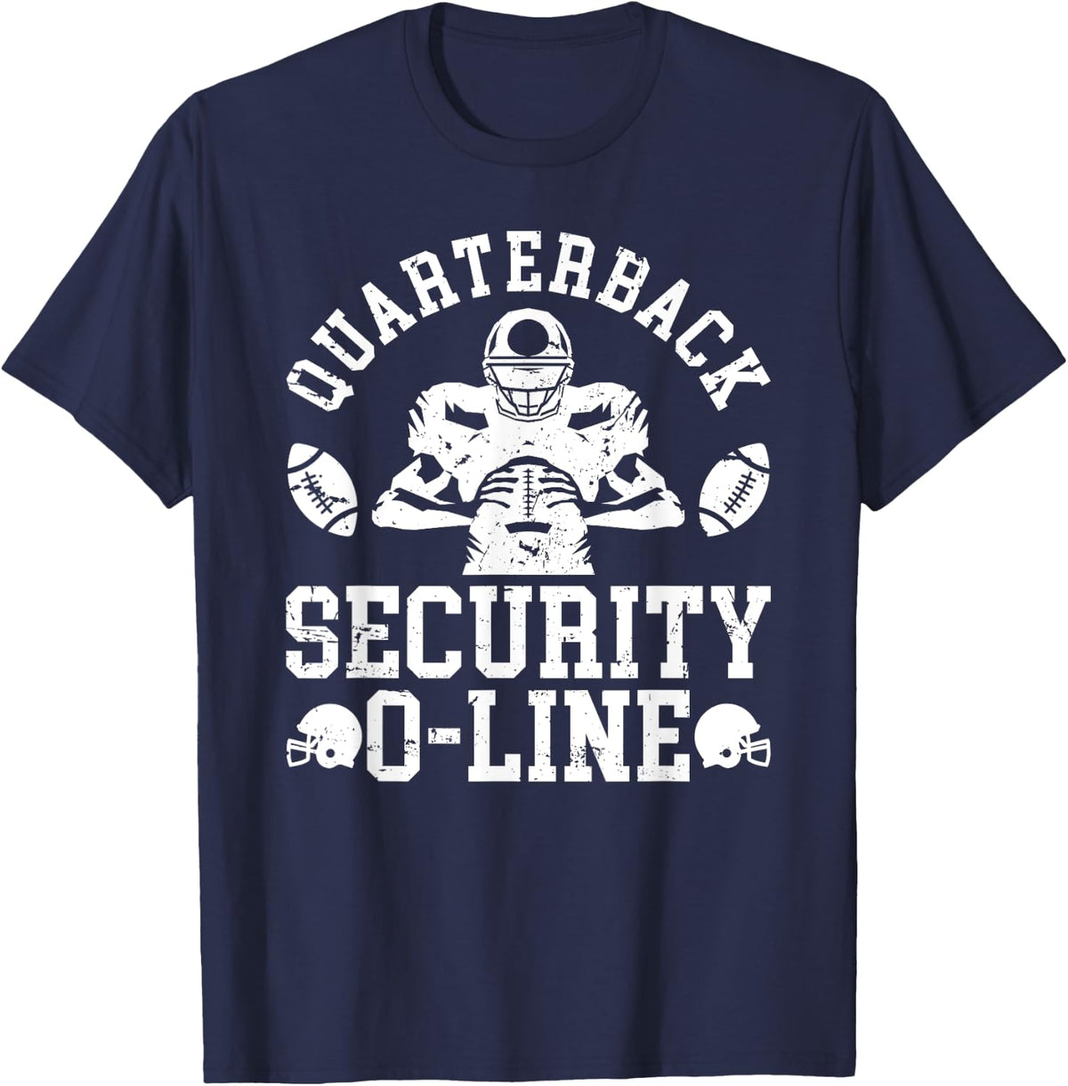 Quarterback Security O-Line Football Offensive Lineman T-Shirt - Navy Blue