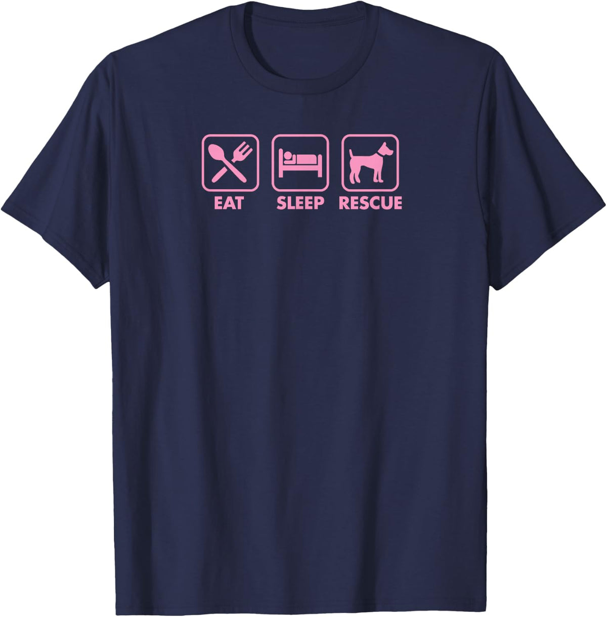 Eat Sleep Rescue Foster Dog Icons T-Shirt - Navy Blue
