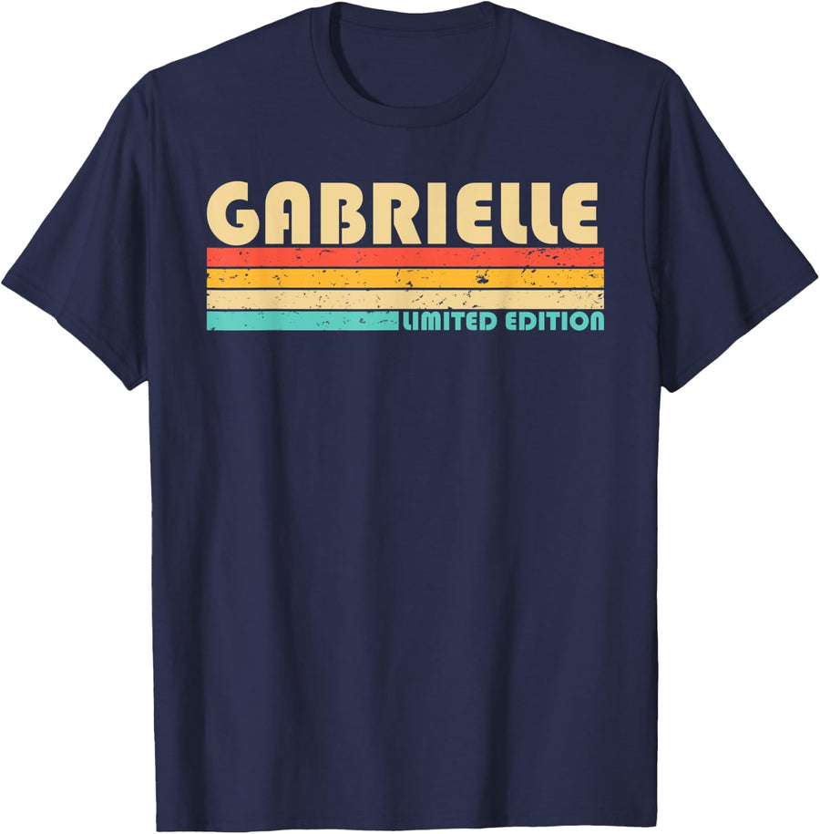 GABRIELLE Name Personalized Retro Vintage 80s 90s Birthday T-Shirt - Navy Blue
