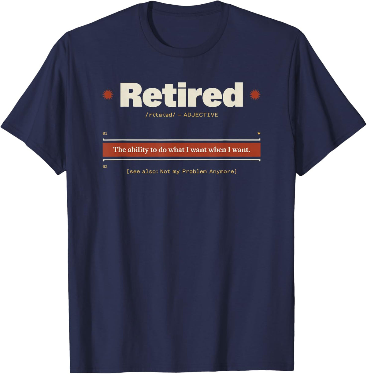 Retro Retired Definition Joke for A Coworker Send Off T-Shirt - Navy Blue
