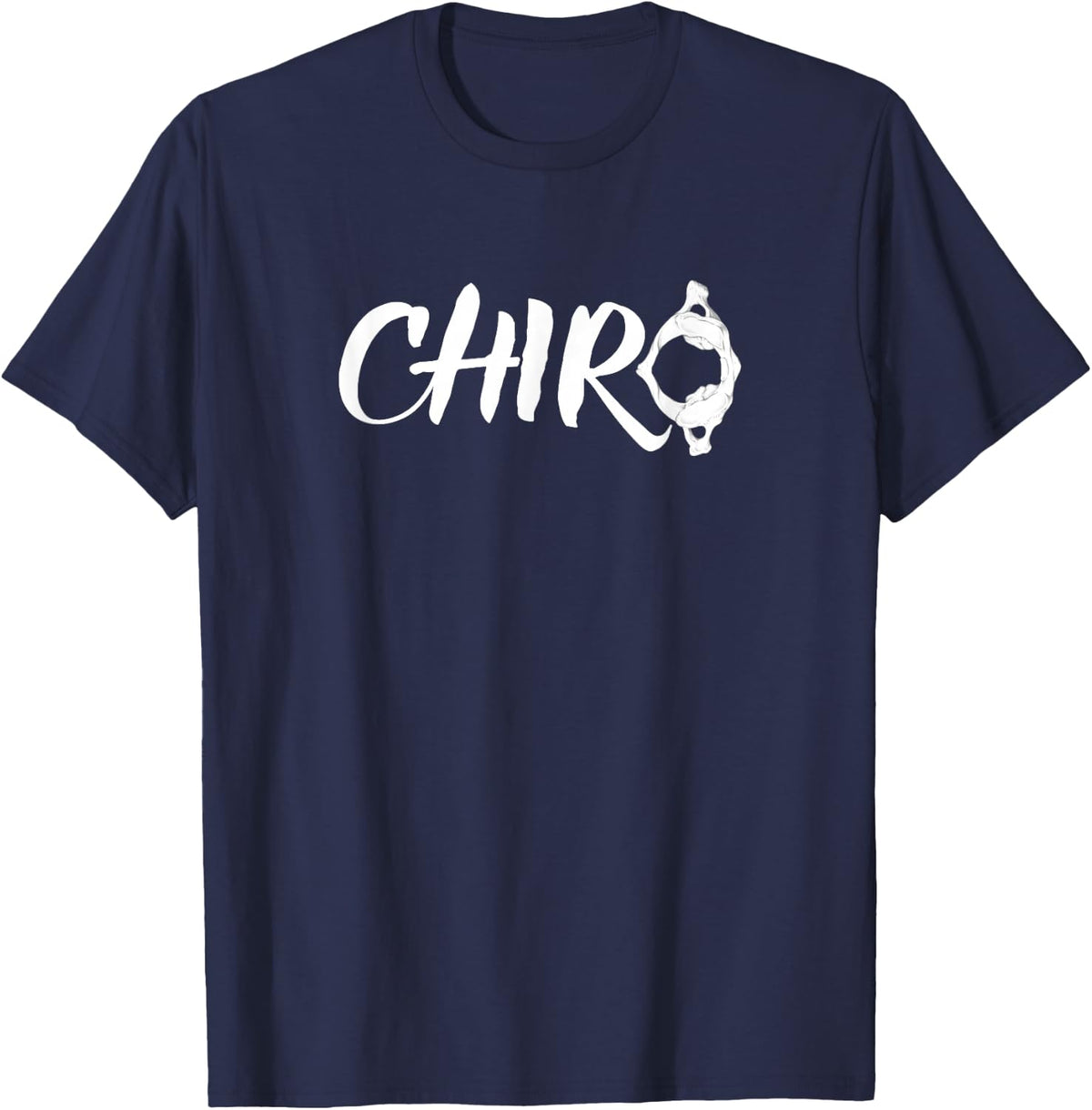 CHIRO with Atlas Bone (C1 Cervical Vertebrae) T-Shirt - Navy Blue