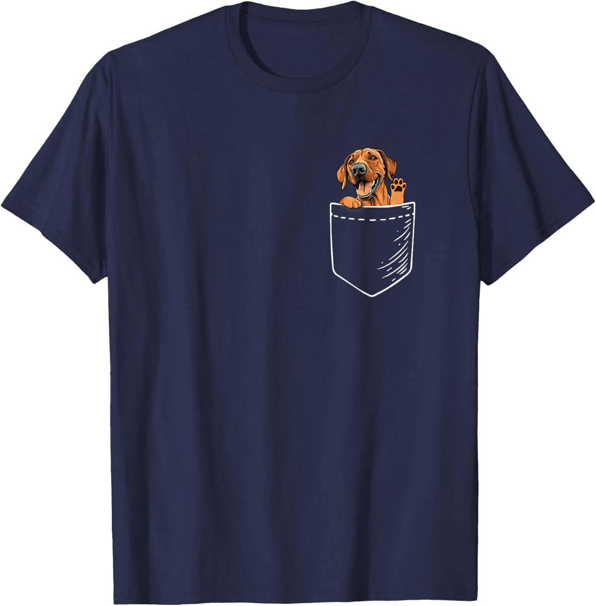 Funny Mens Womens Peeking Pocket Rhodesian Ridgeback Lover T-Shirt - Navy Blue
