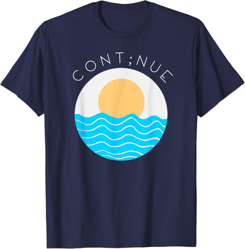 "Cont;nue" Mental Health Awareness, Semicolon T-Shirt - Navy Blue