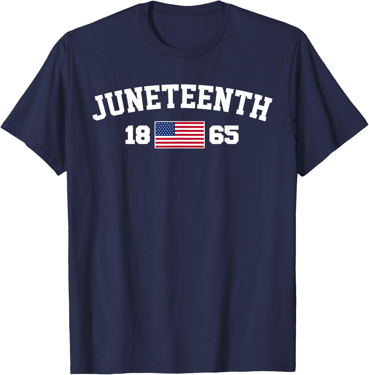 Juneteenth 1865 American Flag Tee Shirt Freedom Day T-Shirt - Navy Blue