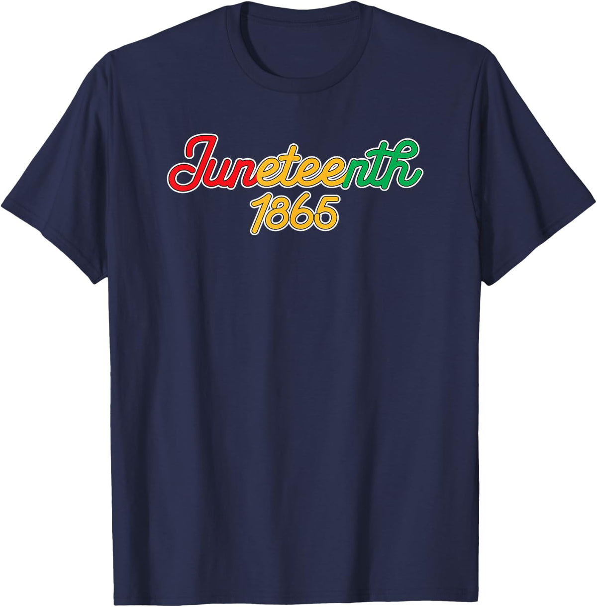 Juneteenth Freedom Independence 1865 Tri Color Black History T-Shirt - Navy Blue