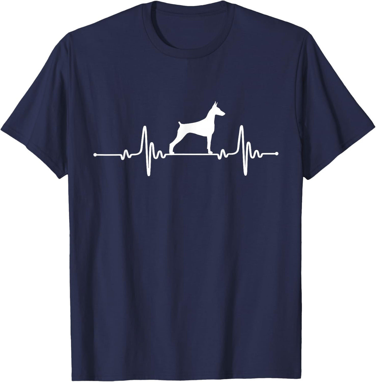 Doberman Pinscher Heartbeat Dog Lover T-Shirt T-Shirt - Navy Blue
