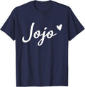 Jojo Cute Heart Funny Grandma Mother's Day T-Shirt - Navy Blue