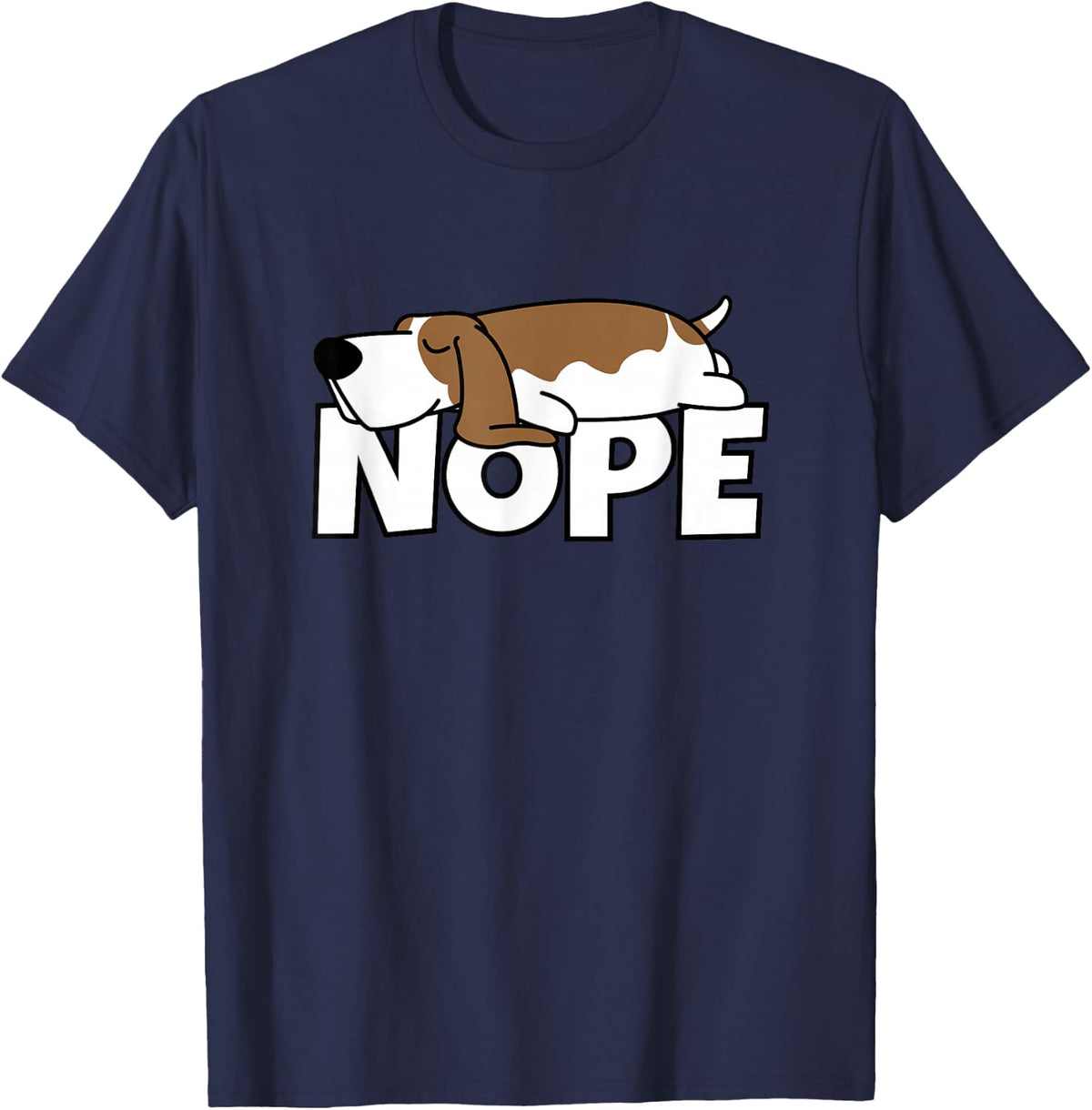 Lazy Basset Hound Cute Dog Nope T-Shirt - Navy Blue