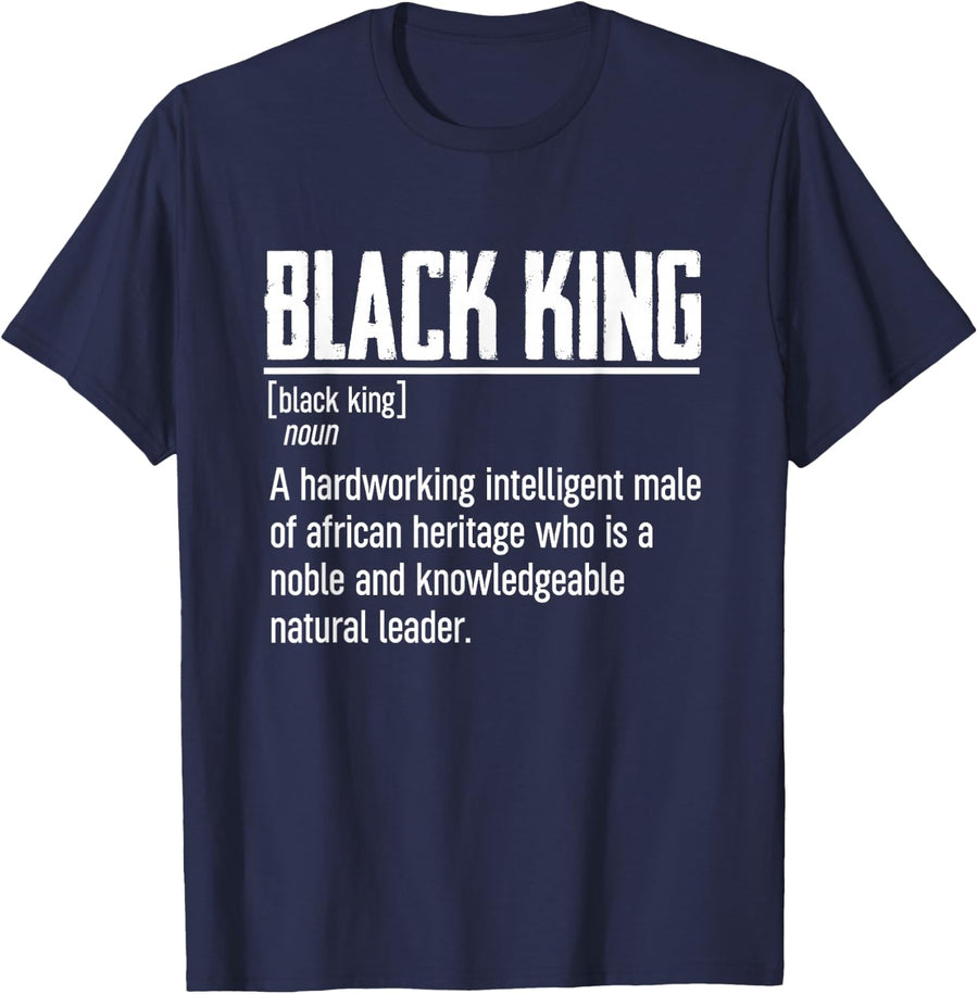 African Pride Black History Month Definition of the Black King T-Shirt - Navy Blue