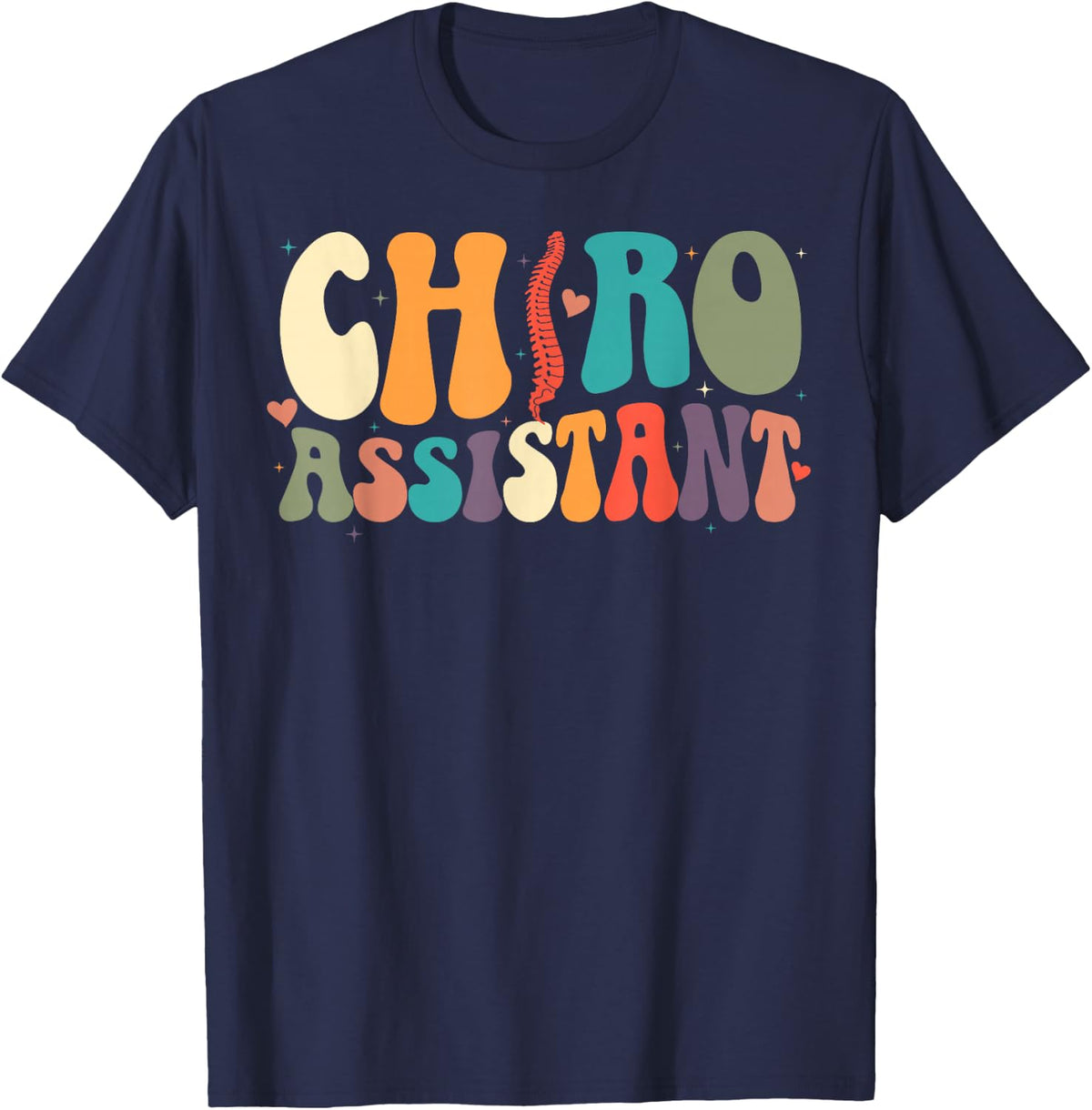 Chiro Assistant Groovy Chiropractor Assistant T-Shirt - Navy Blue
