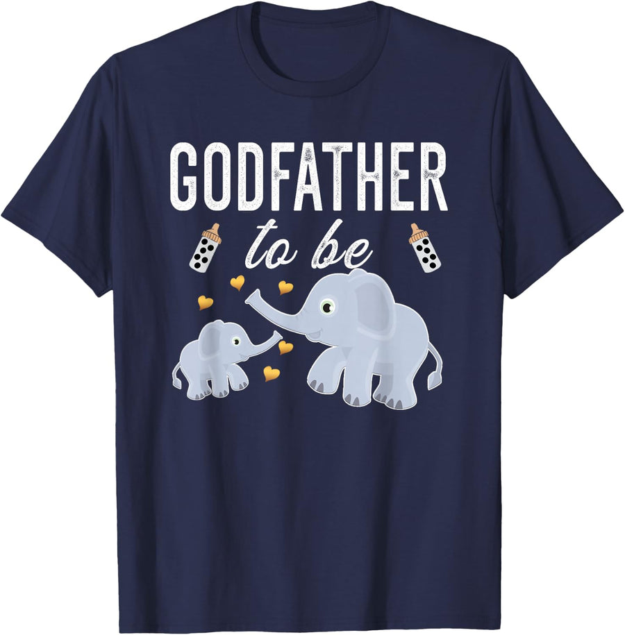 Godfather To Be Elephant Baby Shower Godfather T-Shirt - Navy Blue