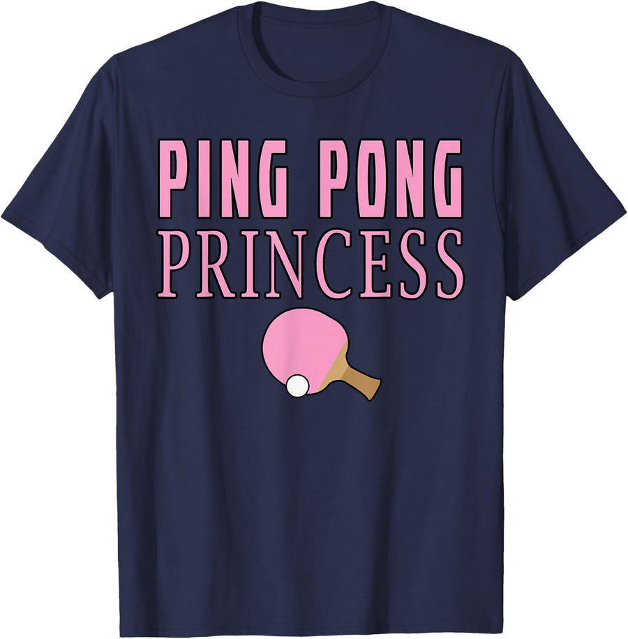 Ping Pong Princess Funny Table Tennis Tees T-Shirts for Women Men Kids Sports Gift - Navy Blue
