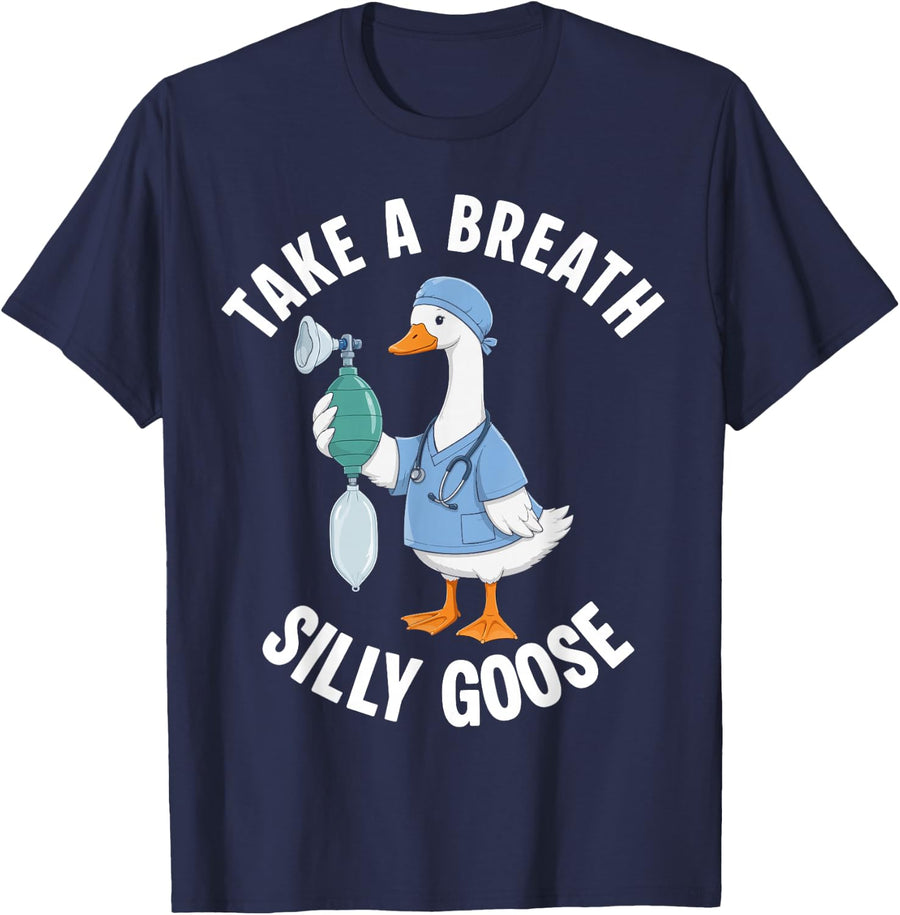 Respiratory Therapist Take A Breath Tee Funny RT T-Shirt for Men Women - Navy Blue