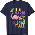 Funny Carnival Party Idea Flamingo Mardi Gras T-Shirt - Navy Blue