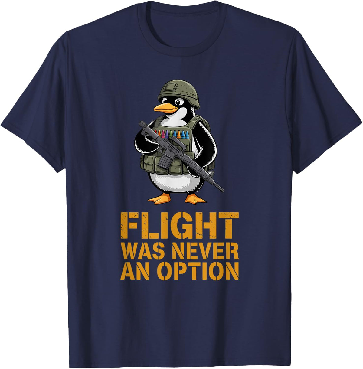 Cute Flight was Never an Option Military SFMF Penguin T-Shirt - Navy Blue