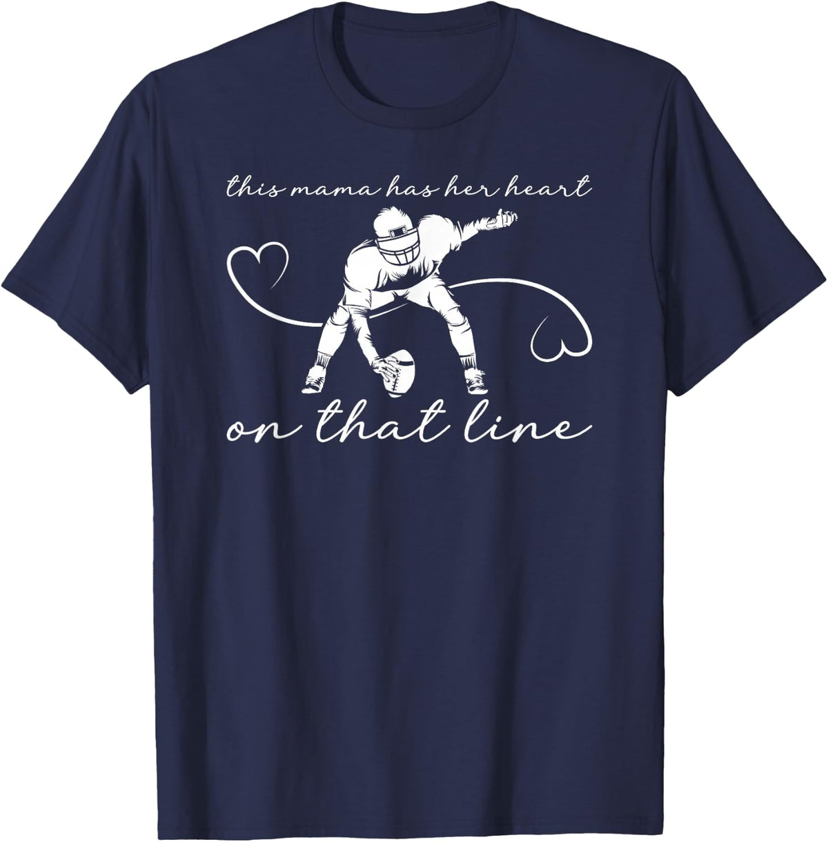 Proud Football Line Mama of A Football Lineman Mom T-Shirt - Navy Blue