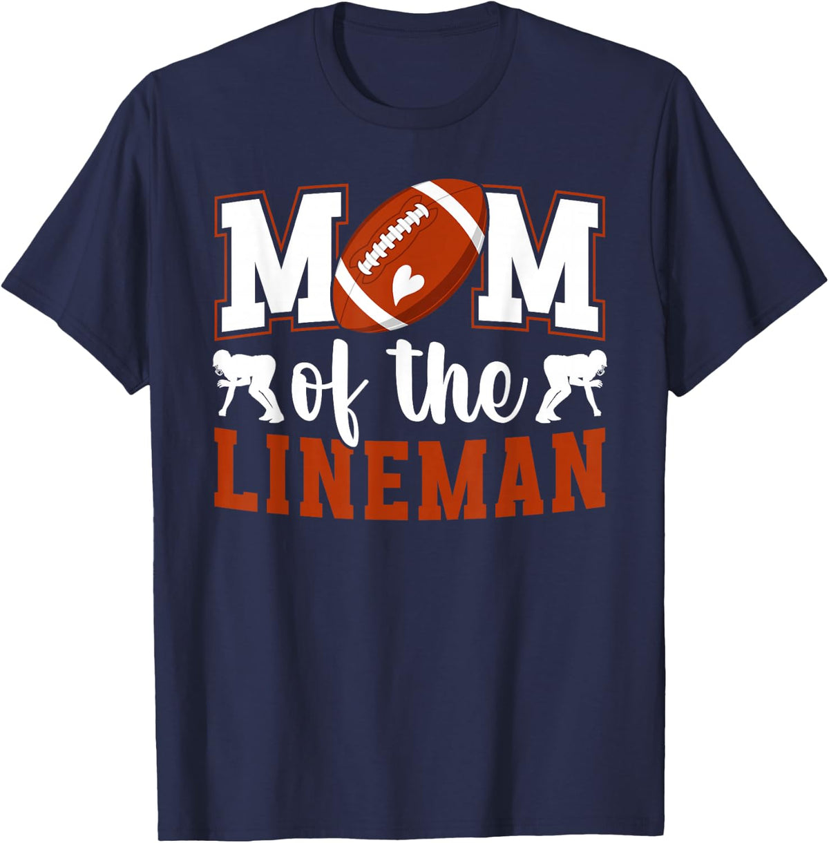 Mom of A Football Lineman Mama Football Line Mom T-Shirt - Navy Blue