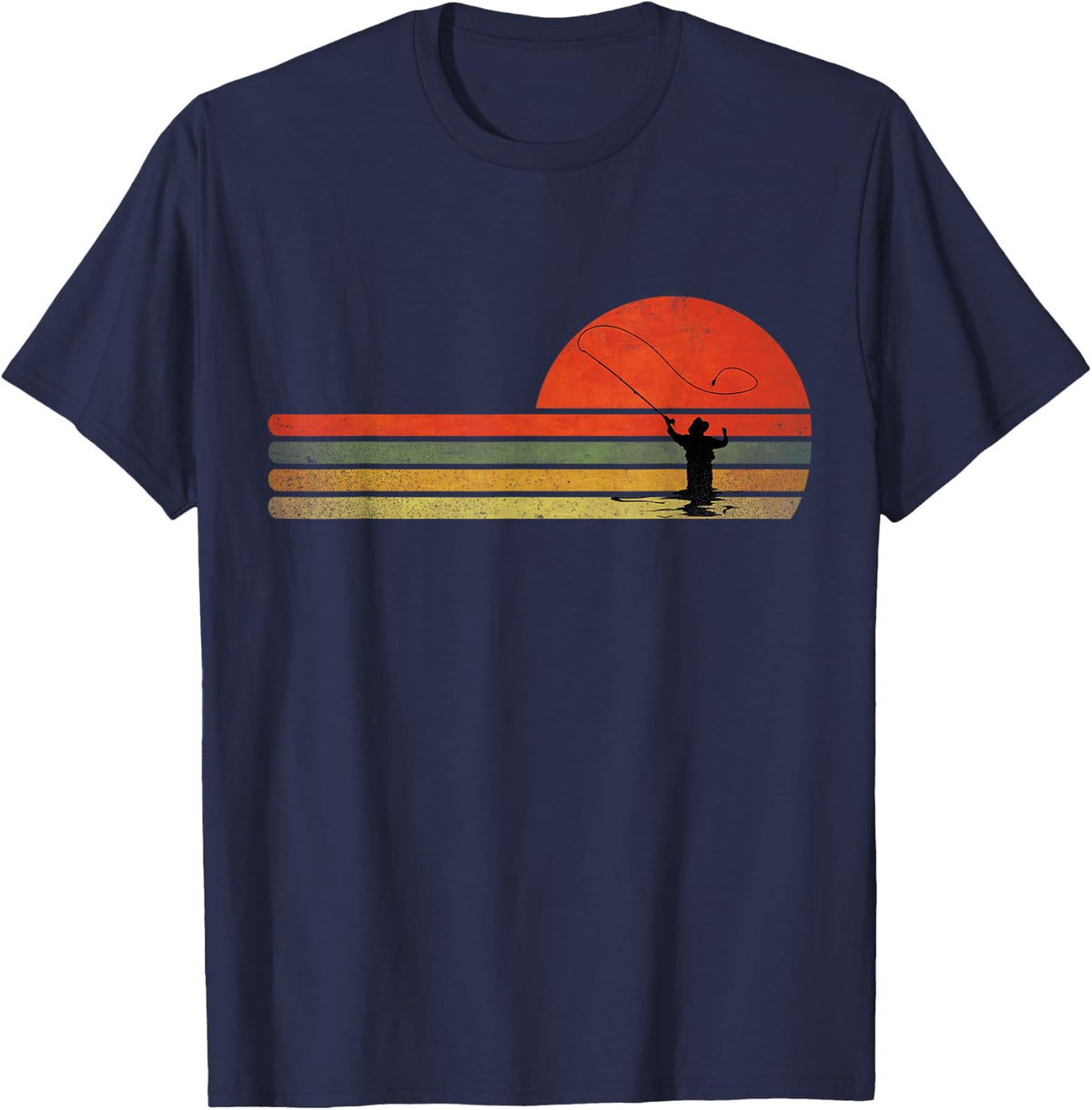 Retro Vintage Fly Fishing, Fly Fishing Lover T-Shirt Small - Navy Blue