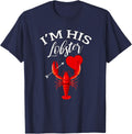 I'm His Lobster Heart Couple Matching Gift Valentines Day T-Shirt - Navy Blue