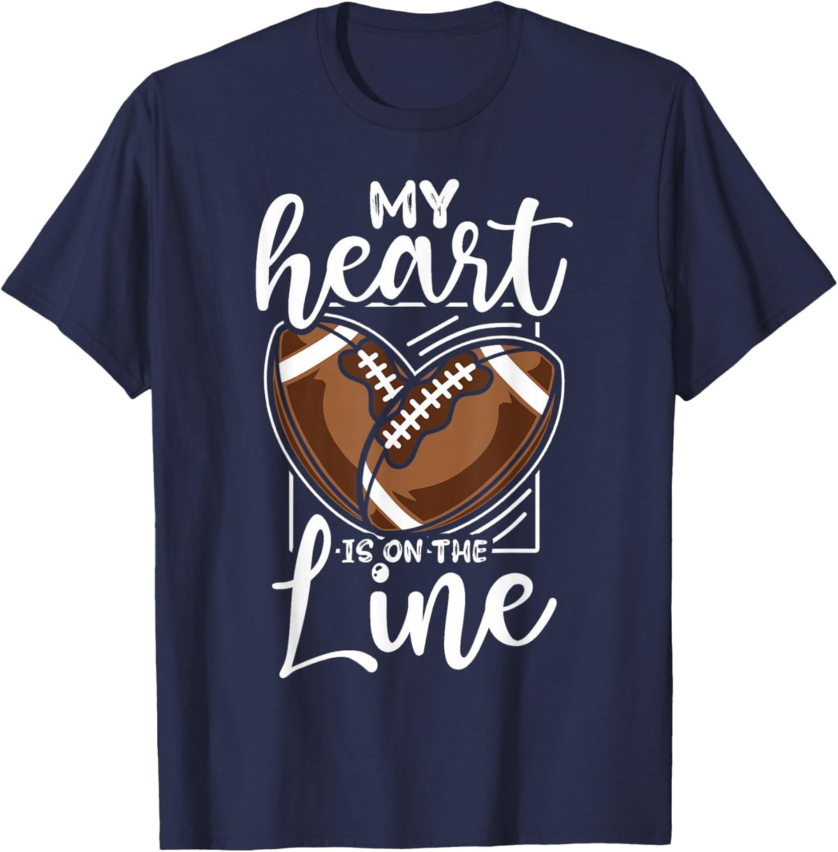 My Heart Is On The Line Offensive Lineman Football T-Shirt - Navy Blue