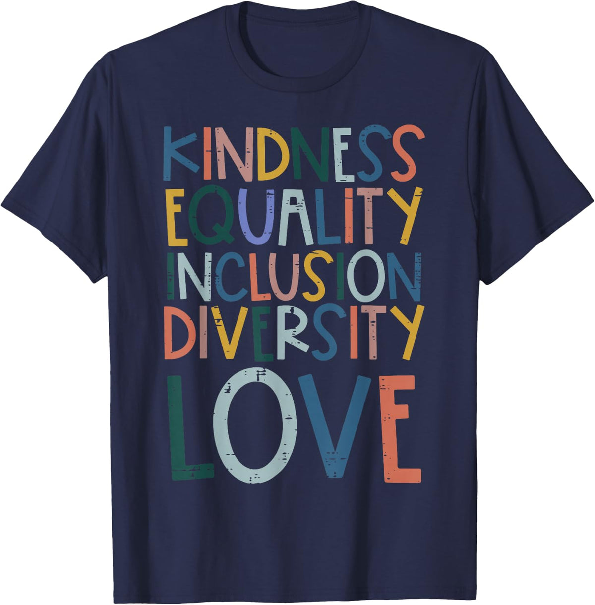 Teacher Kindness Equality Inclusion Love Sped Women Men T-Shirt - Navy Blue