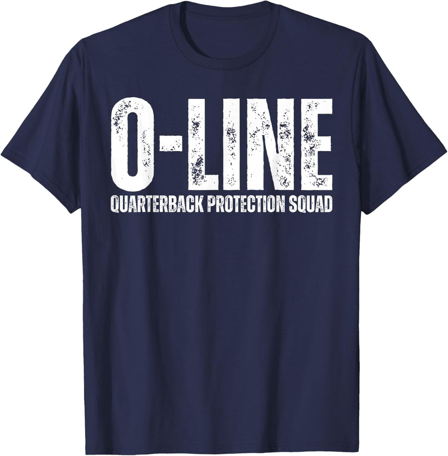 O-Line Quarterback Protection Squad Offensive Lineman Shirt Football Tees T-Shirts for Men Women - Navy Blue