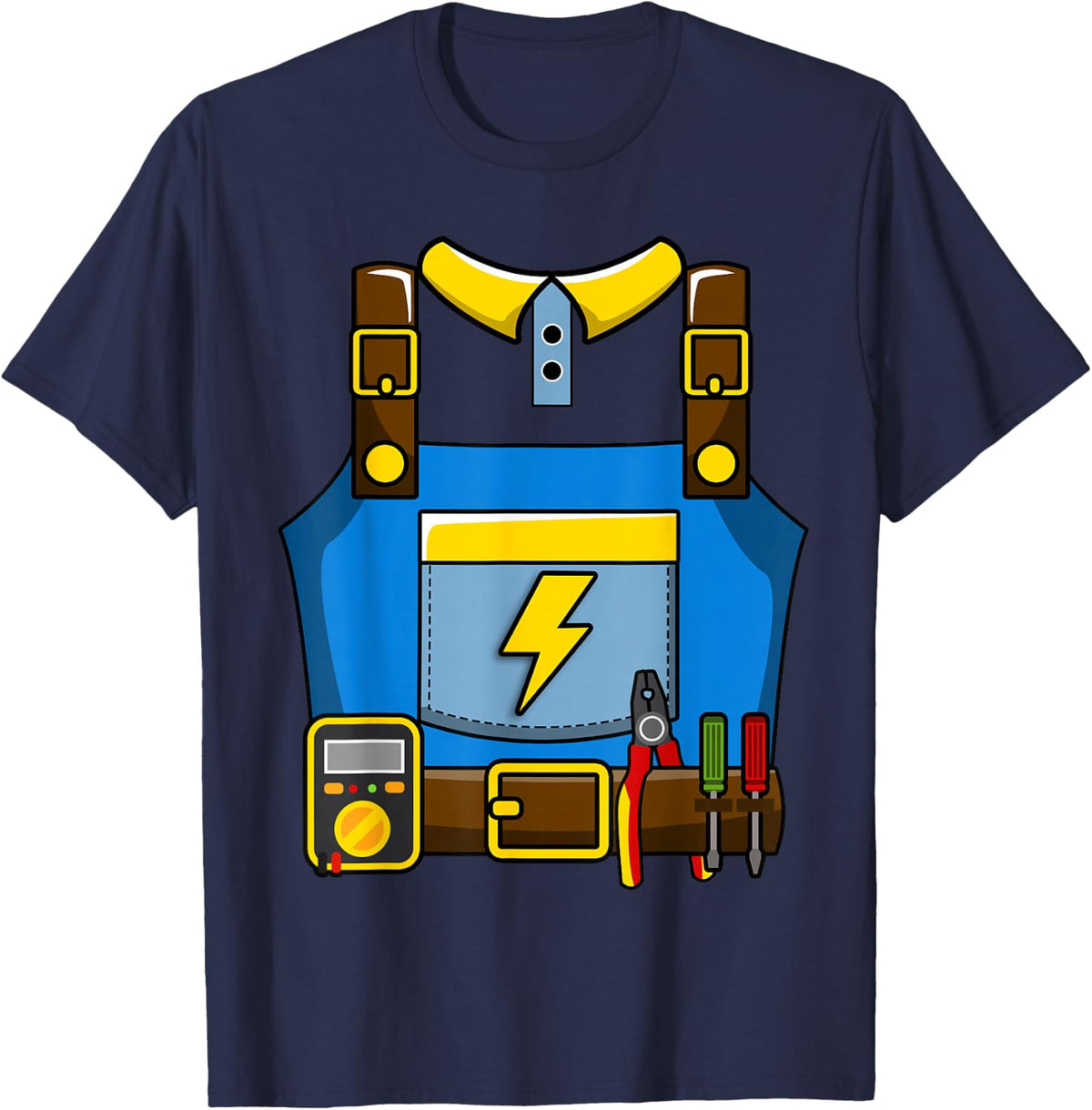 Adult Kid Halloween Lineman Electrician Costume T-Shirt - Navy Blue
