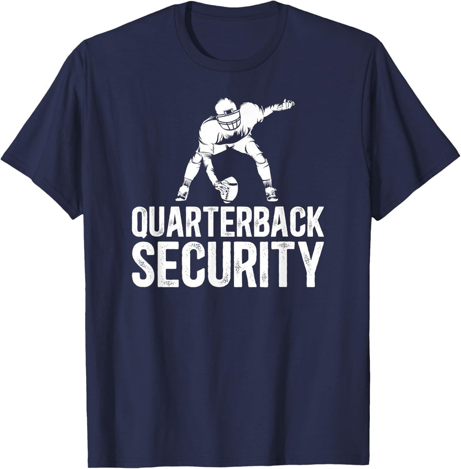 Quarterback Security Football Offensive Lineman O-Lineman T-Shirt - Navy Blue