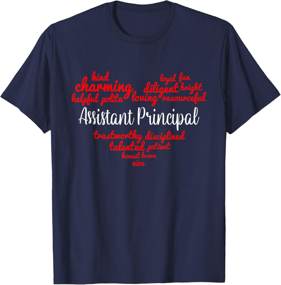 Assistant Principal T-Shirt Tee Gift for Women and Men School Staff Shirts - Navy Blue