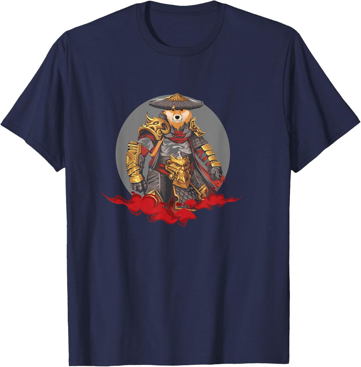 Samurai Shiba Inu Warrior Japanese T-Shirt - Navy Blue