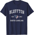 Bluffton South Carolina SC Vintage American Flag Design T-Shirt - Navy Blue