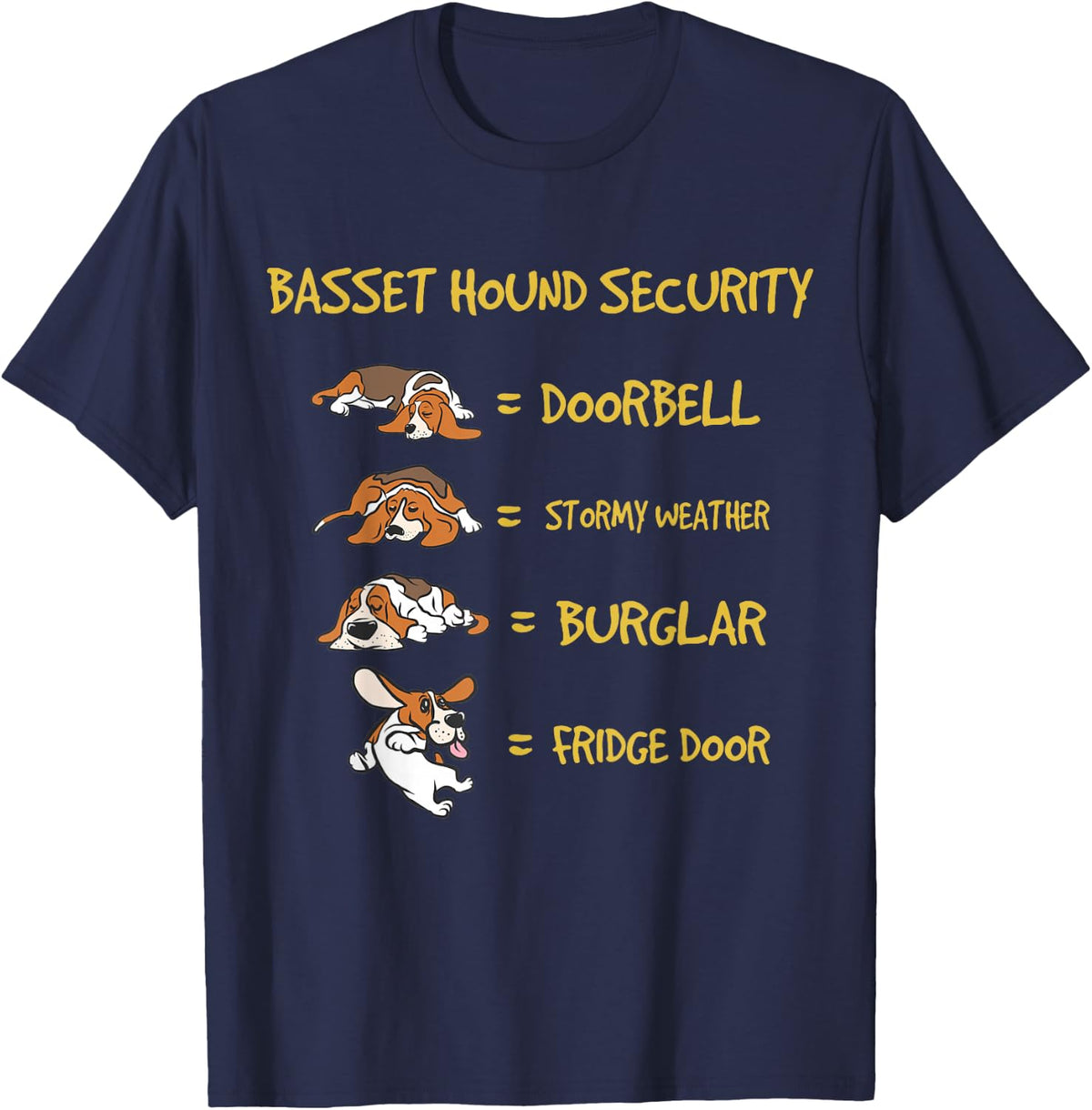 Basset Hound Security Gifts Funny Costume for Men Clothing T-Shirt Small - Navy Blue