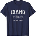 Idaho T-Shirt Vintage US Flag Sports Design Tee T-Shirt - Navy Blue